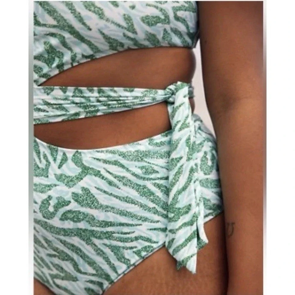 Aerie One Shoulder Asymmetrical Cut Out Tie Full Coverage One Piece Swimsuit XL